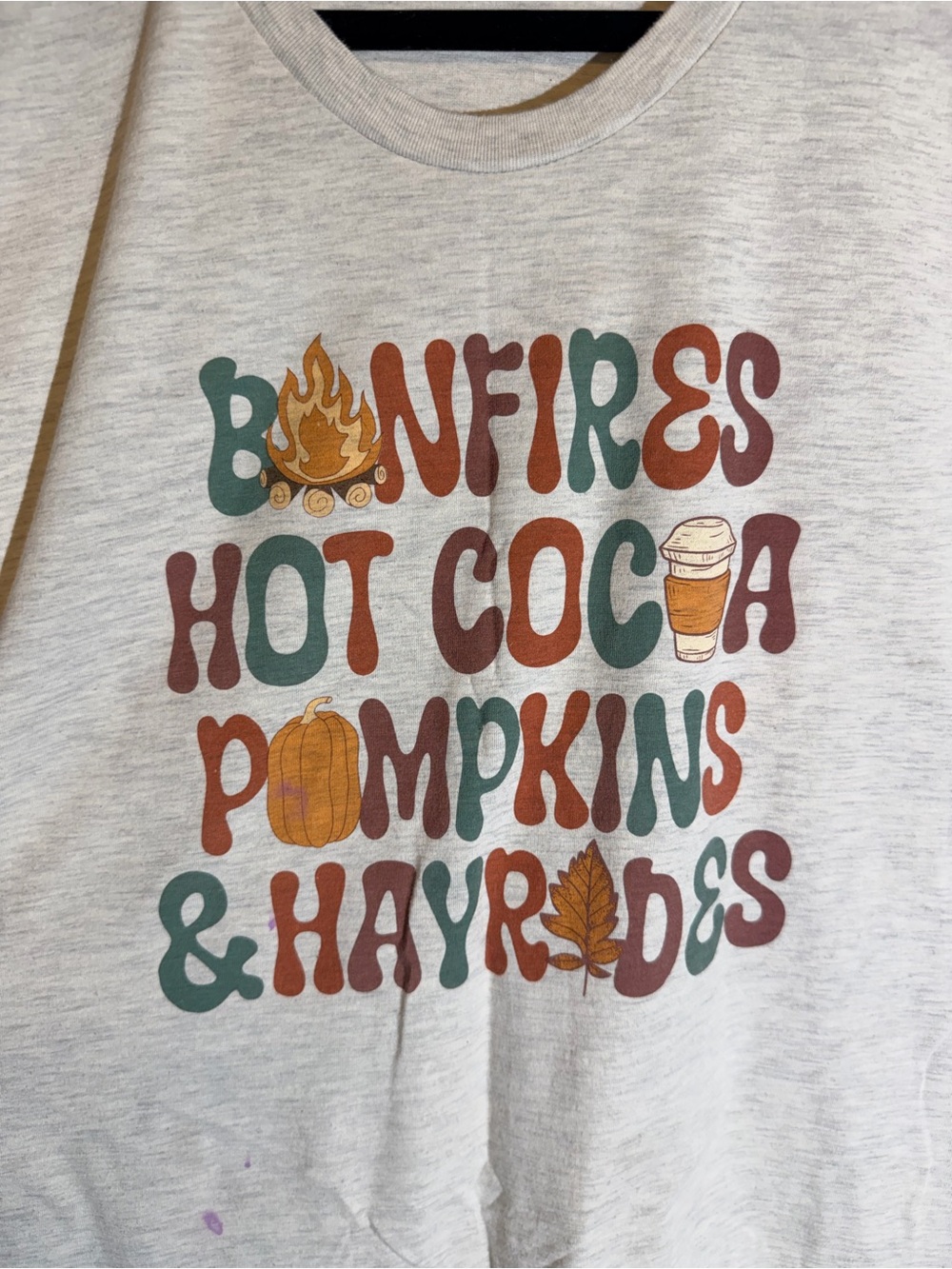 “Bonfires, Hot Cocoa, Pumpkins & Hayrides” Graphic T-Shirt - 3XL - Picture 4 of 9